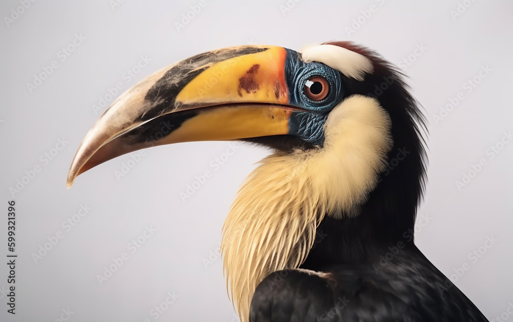 Indian bird hornbill. Generative AI Indian bird hornbill. Generative AI