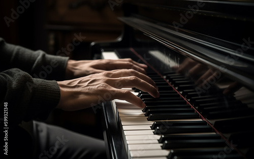 A pianist's hands creating harmonious melodies on the keys.