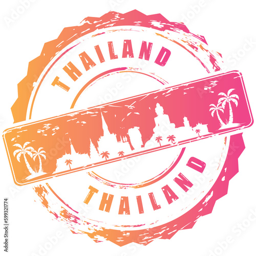 Thailand stamp colorful vector illustration