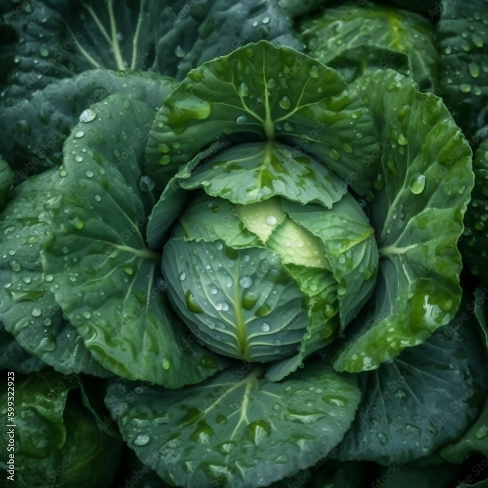 Obraz premium - green, fresh cabbage head, generative ai