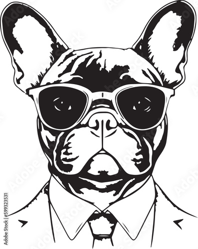 French bulldog in a business suit and sun glasses Vector Illustration, SVG © Dmytro