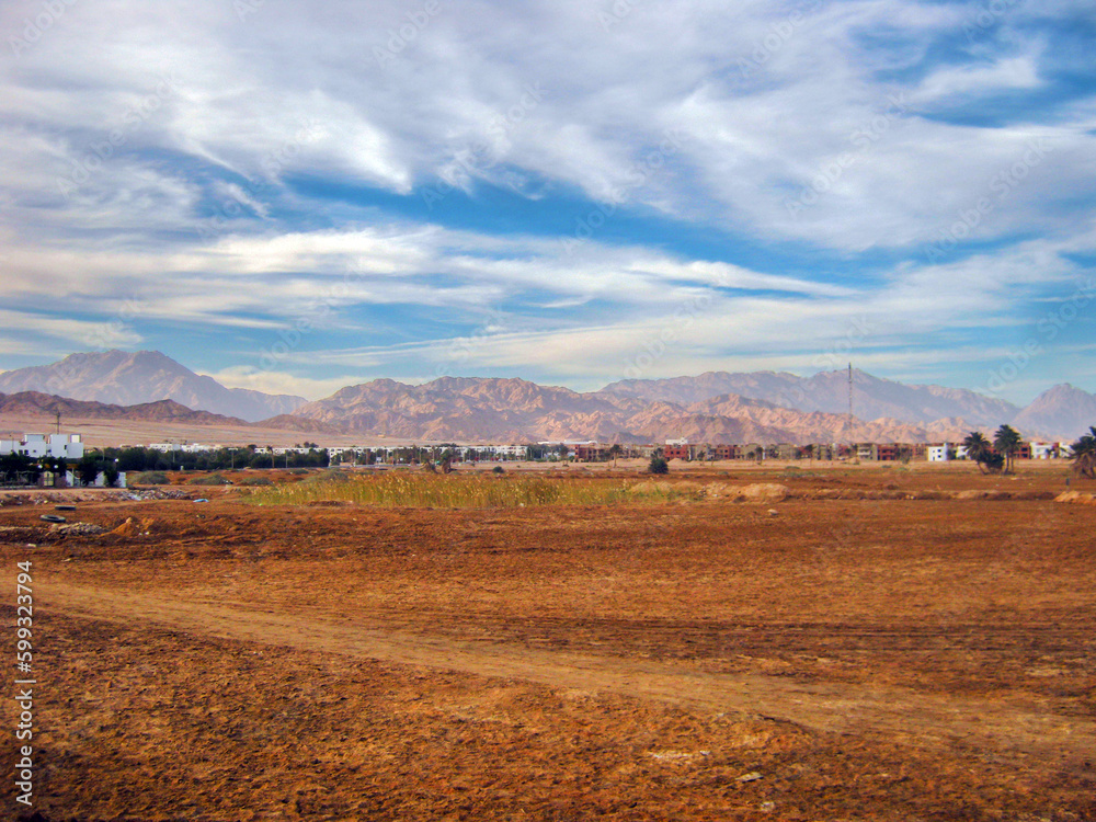 Small desert overlooking the mountains, Dahab, Egypt Small desert overlooking the mountains, Dahab, Egypt