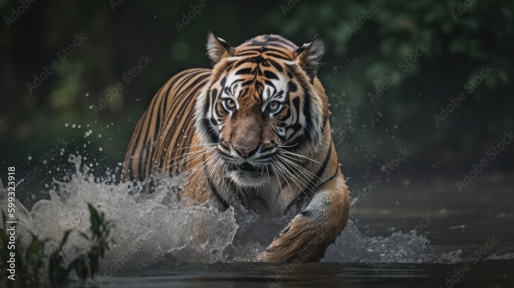 Bengal Tiger Majesty: Stunning Shot! AI Generated Generative AI