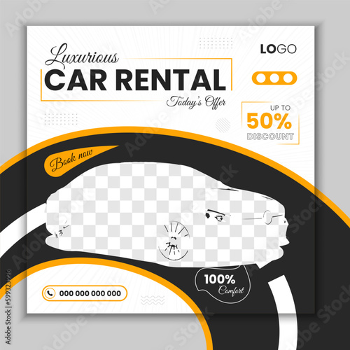 creative Luxury rent car social media post advertising banner template. Usable for social media, story and web internet ads.