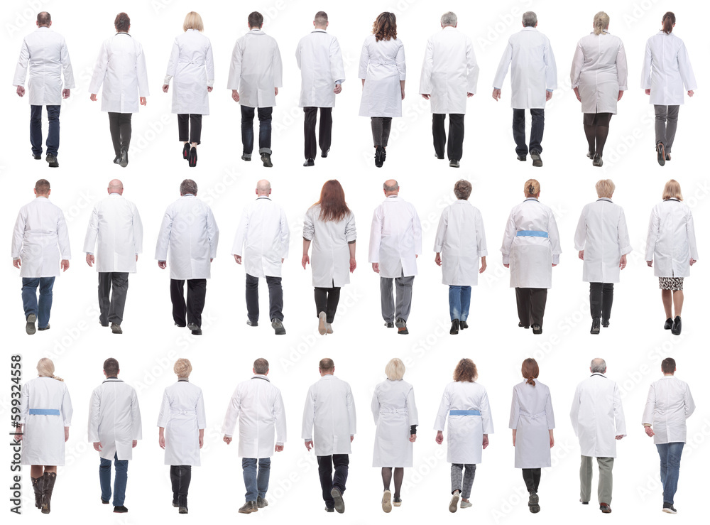 group of doctors in motion isolated on white group of doctors in motion isolated on white