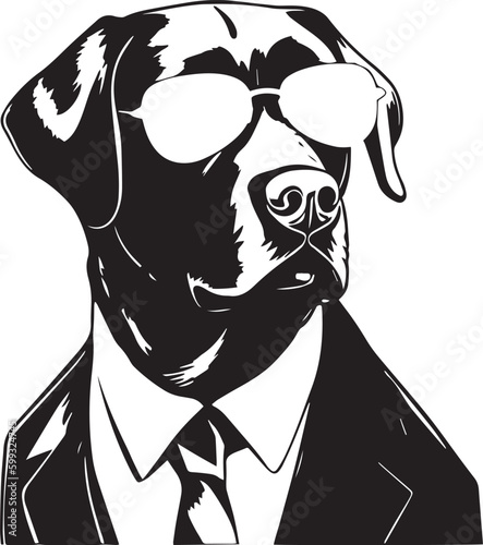 Labrador dog in a business suit and sun glasses Vector Illustration, SVG