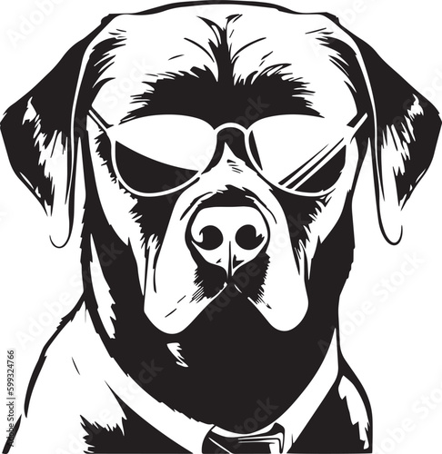 Labrador dog in a business suit and sun glasses Vector Illustration, SVG
