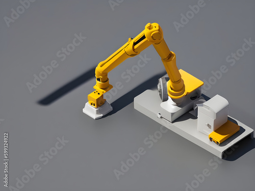 Modern High Tech Industrial Robotic arm on the factory production line production line is being welded. Generative AI.