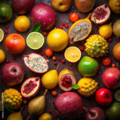background vitamin fruit fresh strawberry drop green water food healthy liquid. Generative AI.