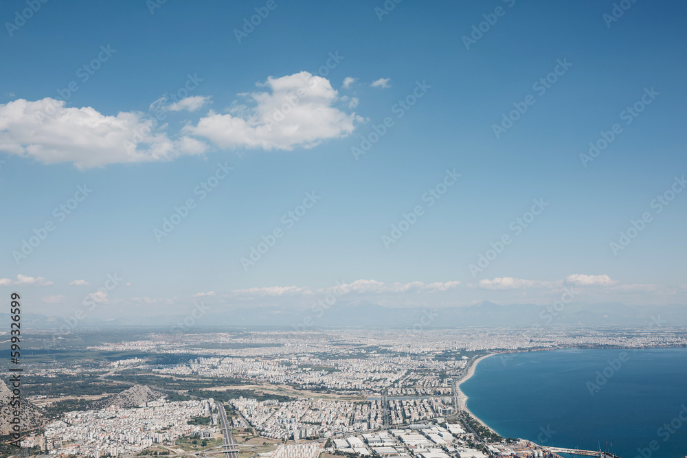 Beautiful view from above of the city of Antalya and the Mediterranean coast