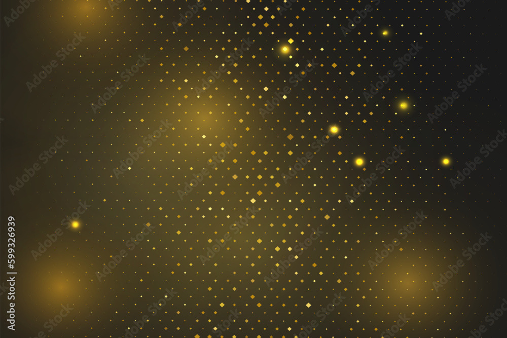 Yellow dust. Beautiful light flashes. Dust particles fly in space. Yellow dust. Beautiful light flashes. Dust particles fly in space.