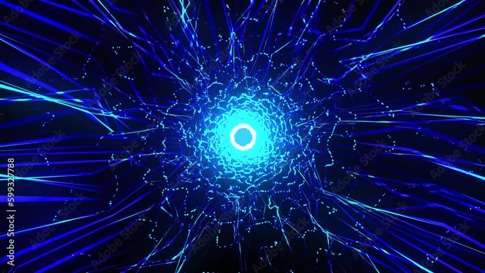 Motion Graphic Of Flying Into Digital Technologic Tunnel 3d Render