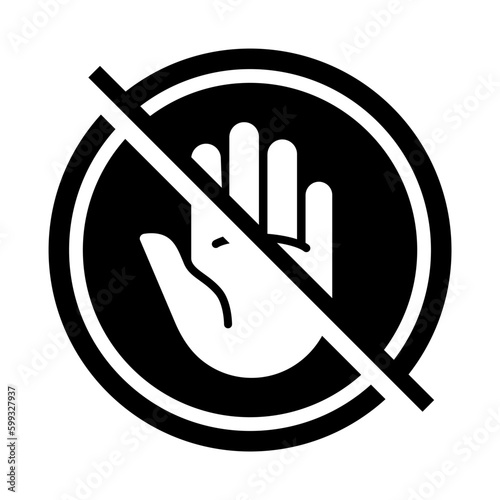 Stop in flat style icon, hand stop symbol, palm stop simple black style sign for apps and website, vector illustration.