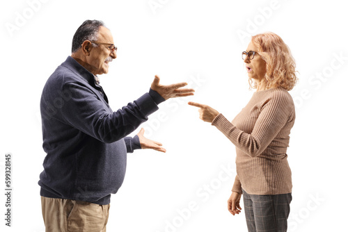 Profile shot of a mature man and woman having an argument photo