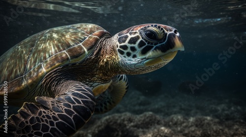 Underwater Marvel: Incredible Tortoise (AI Generated)