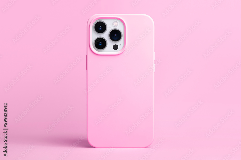 pink phone case mockup. iPhone 14 pro max and 13 mock up back view ...