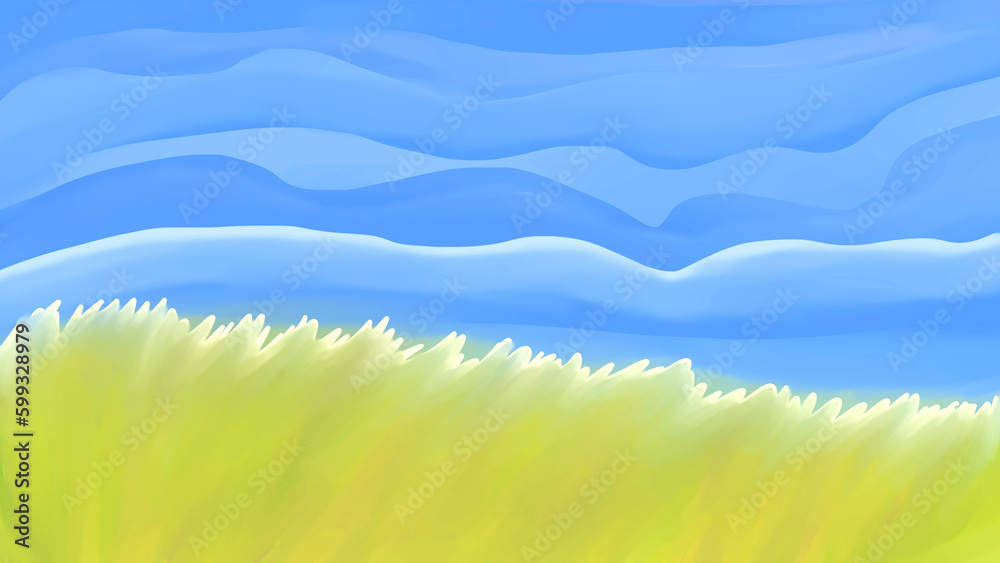 Obraz premium hand-painted abstract fields with the sky