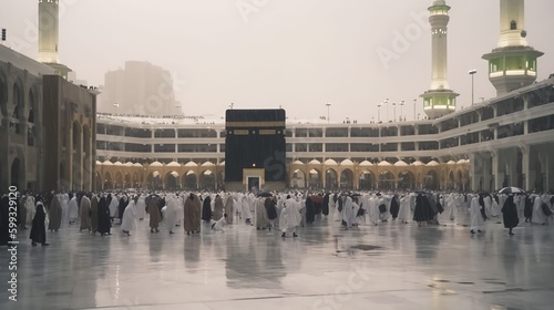 Landscape of the Kaaba in Mecca, generative ai