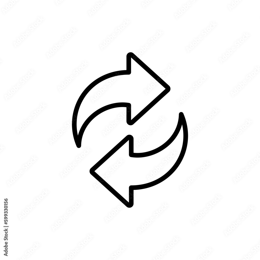 Two arrows spin icon. Recycle icon, refresh icons. sync repeat and reload arrow icon symbol convert button sign . line outline style Two arrows spin icon. Recycle icon, refresh icons. sync repeat and reload arrow icon symbol convert button sign . line outline style