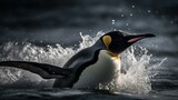 Vivid Penguin Portrait: Arctic Wildlife AI Generated Generative AI