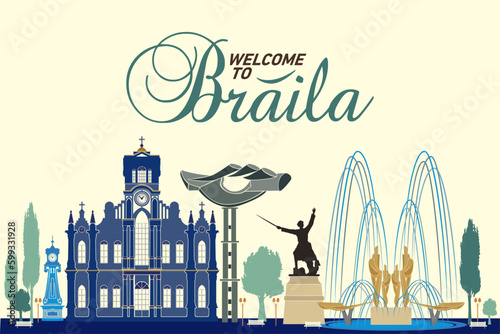 Landmarks Skyline Collage Of Braila City - Romania In Colors
