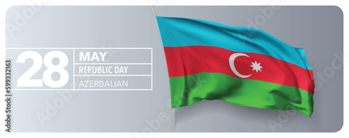 Azerbaijan republic day greeting card, banner vector illustration