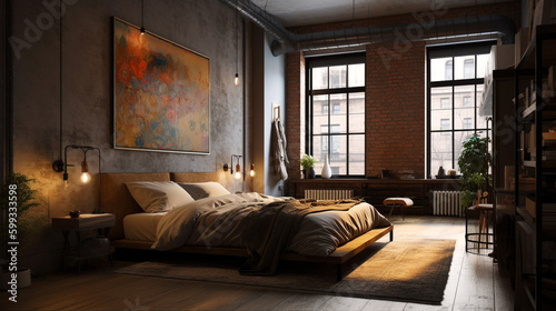 Stylish Modern Boho Style Bedroom Loft in Downtown New York City © Ellie