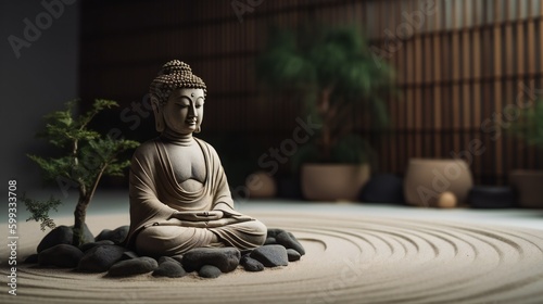 AI Generative. Discover Blissful Serenity in  Buddha s Haven   A Captivating Zen Garden Photography Masterpiece