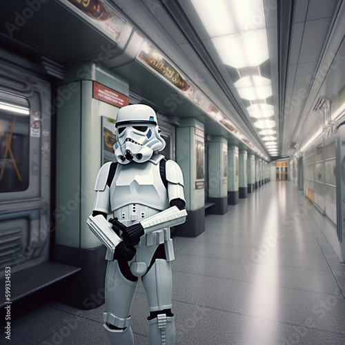 robot in subway station - Generated by Artificial Intelligence
