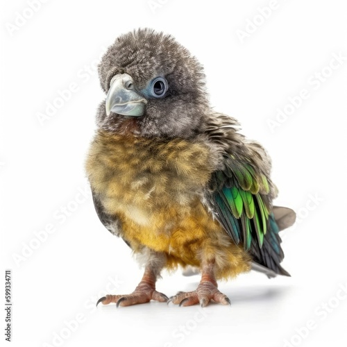 Baby Parrot isolated on white  generative AI 