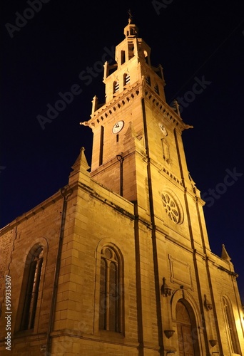 church in Binic at night 