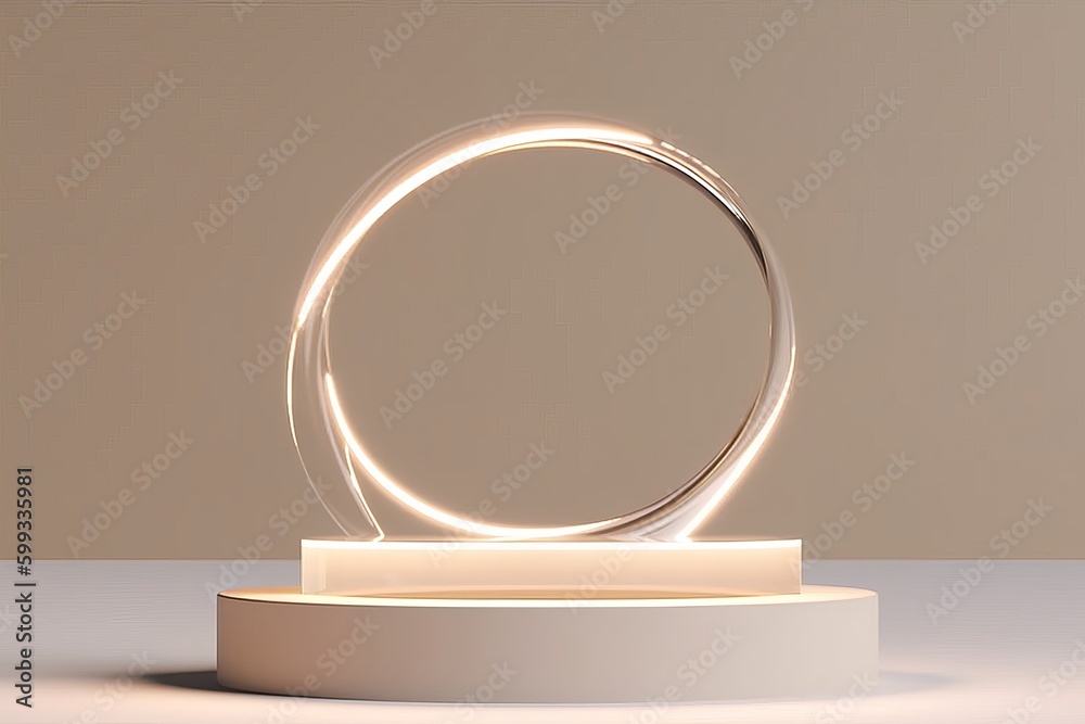 Glamorous, minimalist display podium with a beige background for presenting beauty products. Generative AI Glamorous, minimalist display podium with a beige background for presenting beauty products. Generative AI