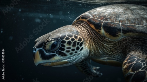 Underwater Marvel: Incredible Tortoise (AI Generated) Generative AI