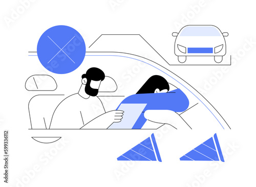 Failing driving school exam abstract concept vector illustration.