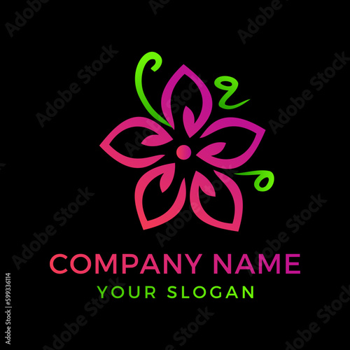 Nature flower logo icon design template flat vector illustration