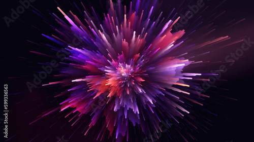 Beautiful color splash with purple and red color in front of black background. Generative AI.