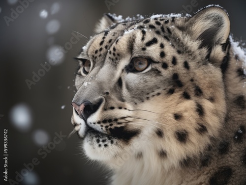 Stunning Snow Leopard Portrait, AI Generated Generative AI