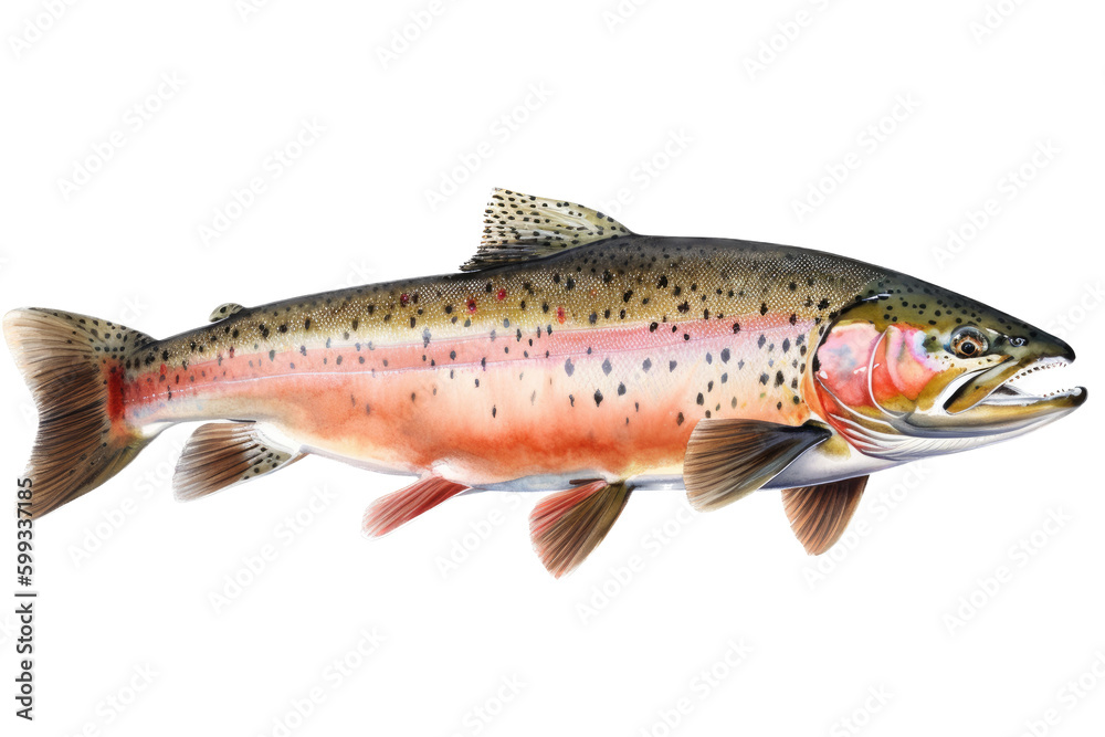 an isolated RanibouwTrout, river rocks, outdoor sport, fly fishing, lure fishing, fishing-themed, river stones, photorealistic illustration on a transparent background cutout in PNG. Generative AI an isolated RanibouwTrout, river rocks, outdoor sport, fly fishing, lure fishing, fishing-themed, river stones, photorealistic illustration on a transparent background cutout in PNG. Generative AI