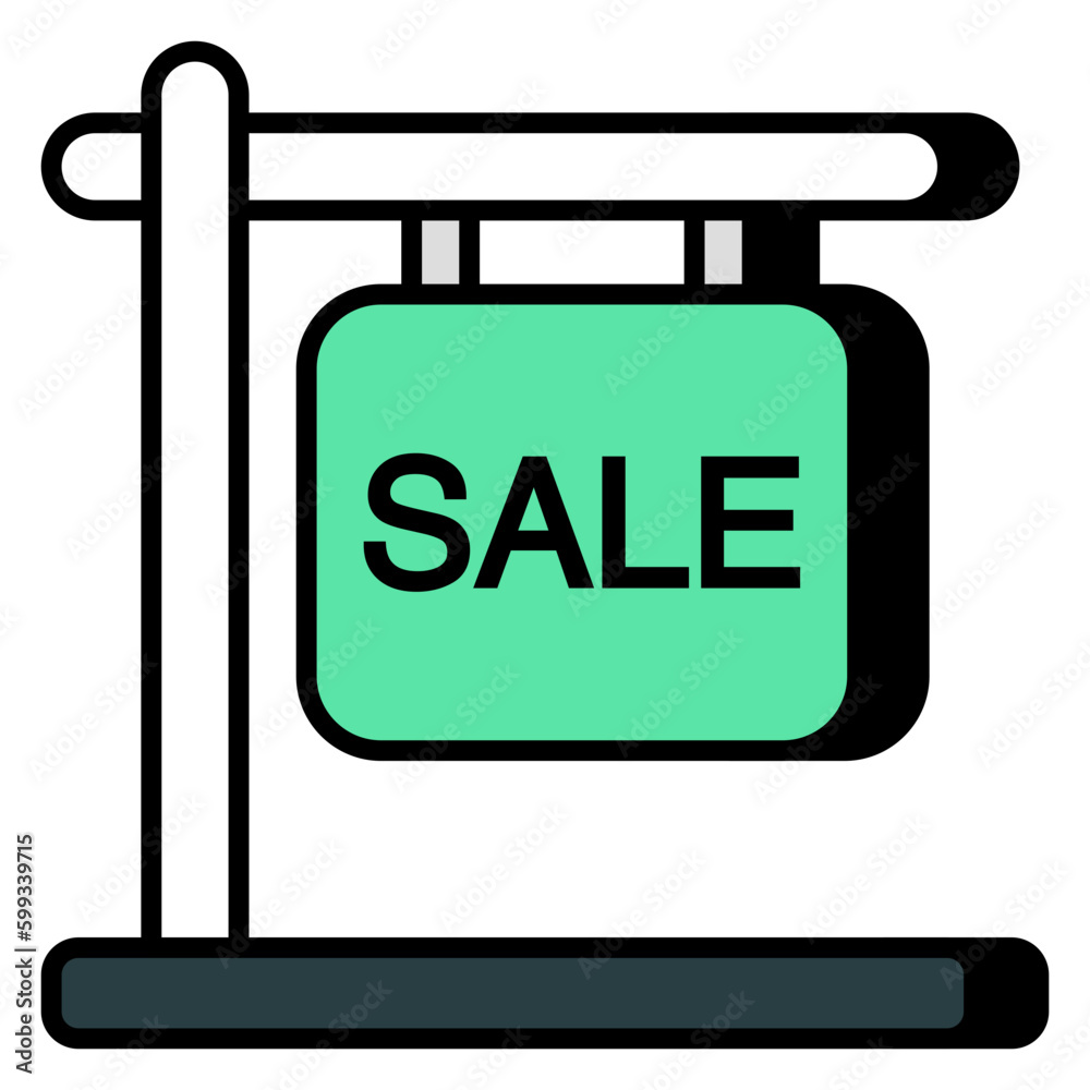 Conceptual flat design icon of sale board Conceptual flat design icon of sale board