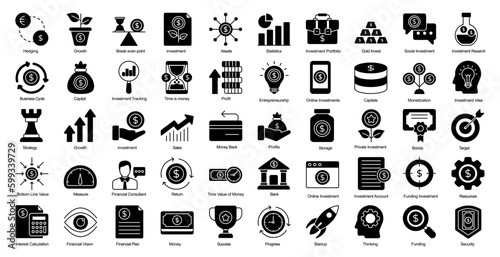 Investment Glyph Icons Finance Business Capital Glyph Icons in Black