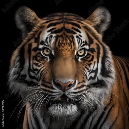 Tiger Head Close Up. Generative AI  © Darwis