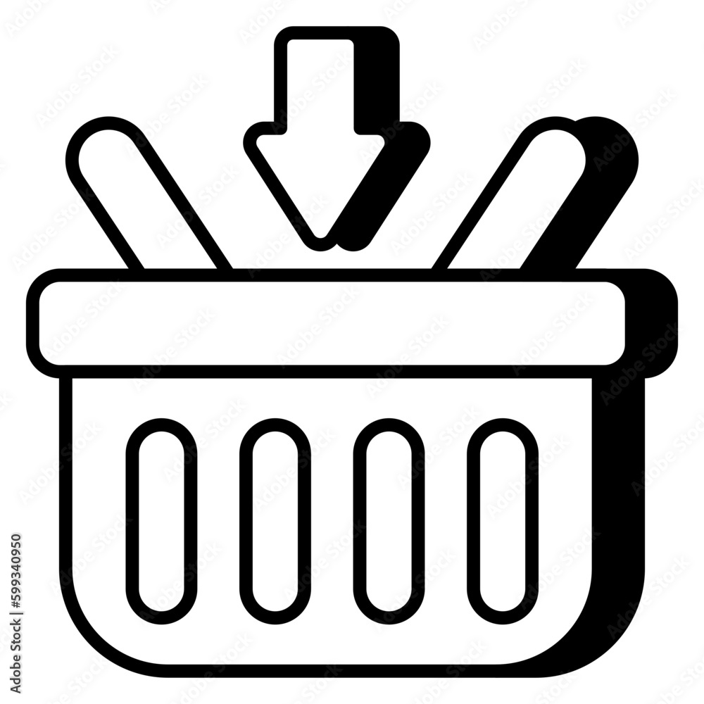 A creative design icon of add to basket A creative design icon of add to basket