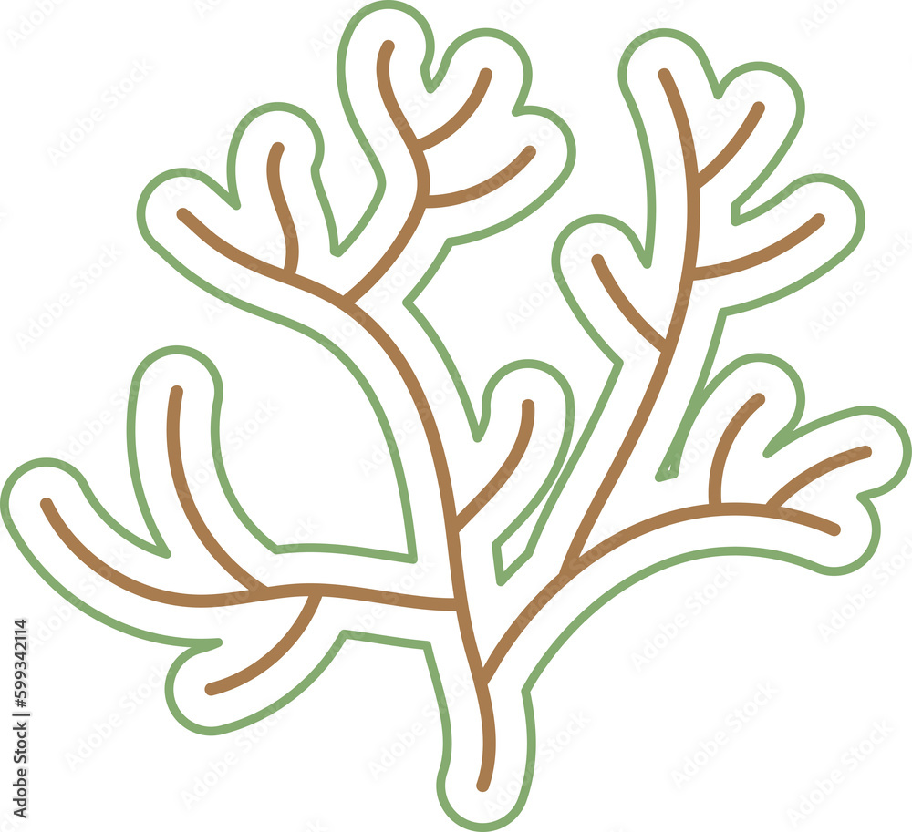 Coral and seaweed cute cartoon style Coral and seaweed cute cartoon style