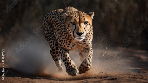 Stunning Cheetah in Motion: Wildlife Beauty - AI Generated Generative AI photo