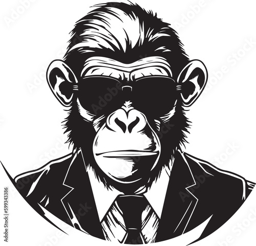 Monkey in a business suit and sun glasses Vector Illustration, SVG