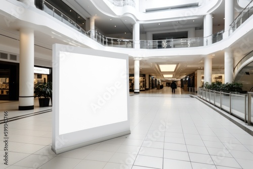 Pristine Blank Mockup Signboard in a Bustling Public Shopping Center