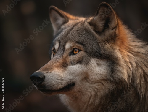 Captivating Gray Wolf in Nature, AI Generated Generative AI