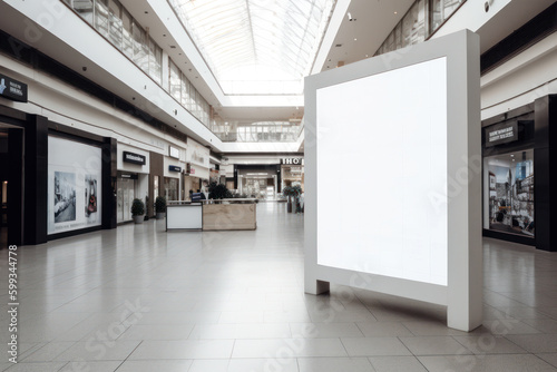 Spotless White Advertising Board Mockup Situated in a Vibrant Retail Space © Georg Lösch