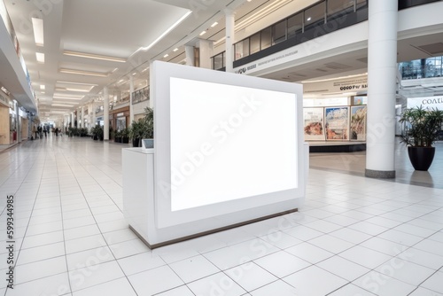 White Mockup Billboard in a Dynamic Public Shopping Area