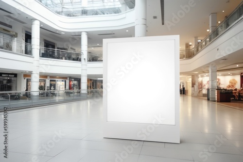 White Mockup Billboard in a Lively Public Shopping Hub